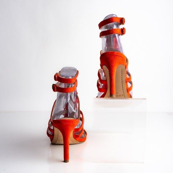 Boden Womens sandals Heels Orange Suede Beaded Open Toe US 7 EU 38 NWD - Picture 6 of 12